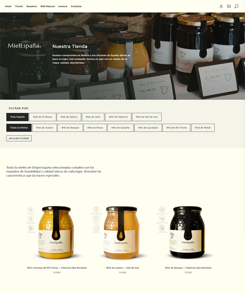 Store page Mielespaña